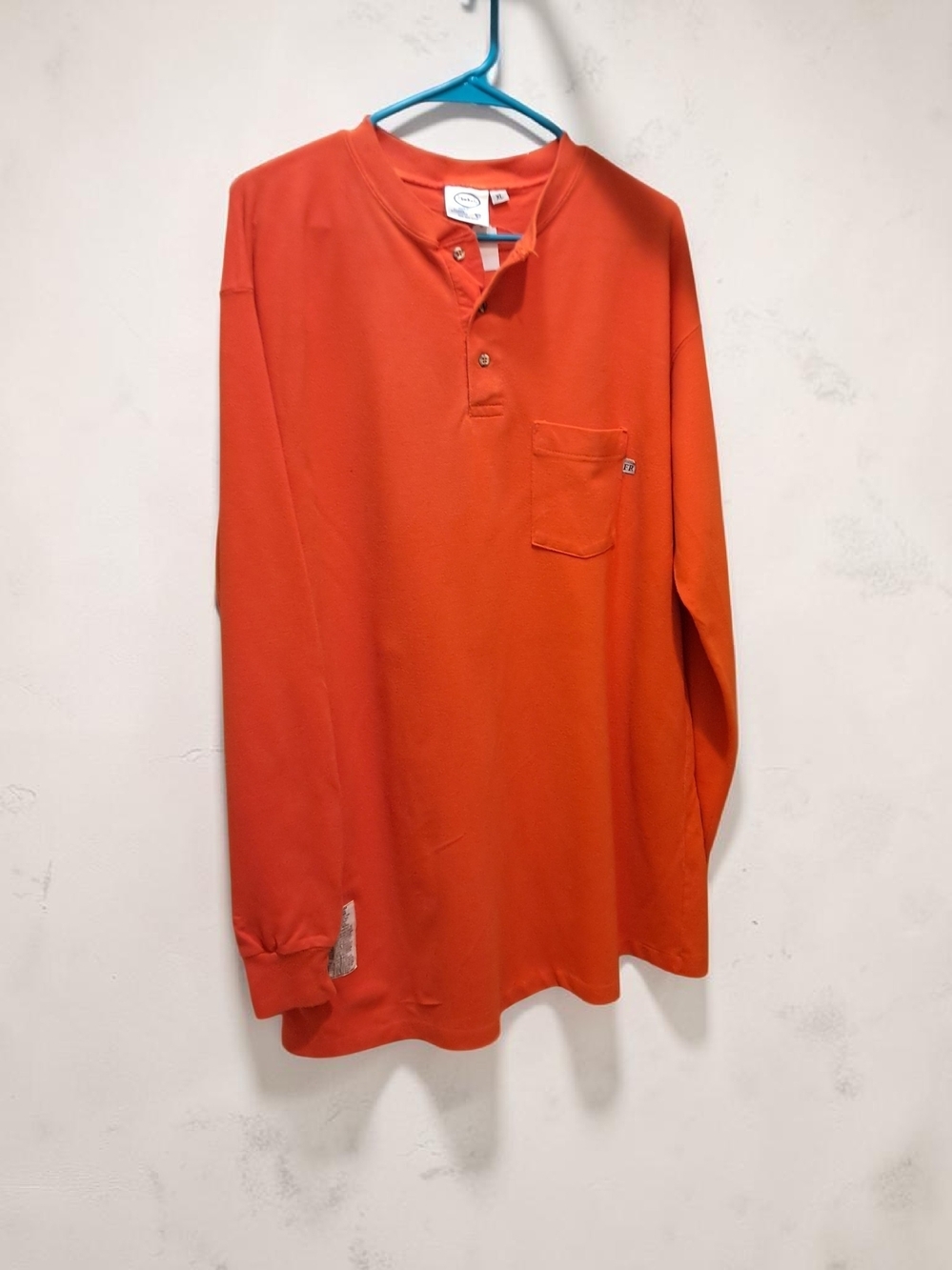 Men's Long-Sleeve Orange Work Shirt Button-Down Shirt